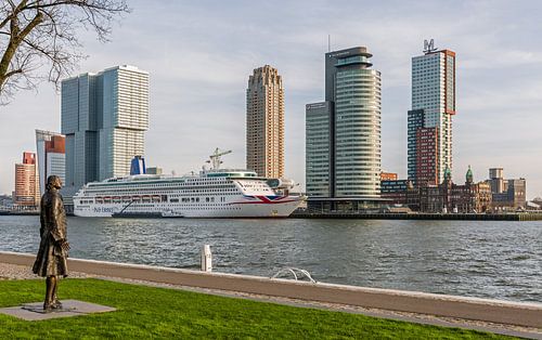 Het MS Aurora aan de Cruise Port in Rotterdam