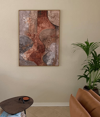 Metaal en Mystiek – Abstract schilderij met rijke texturen