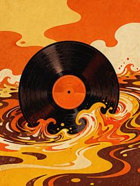 PSYCHEDELIC Vinyl Record Meltdown - Groovy 70s Music Soul Abstract Expression by Minggu Galeri