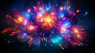 Neon fireworks in the sky by Animaflora PicsStock