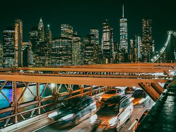 Blick von der Brooklyn Bridge auf die Skyline von Manhattan von Patrick Groß
