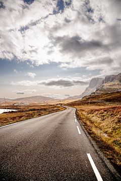 Curvy road in the Norwegian high mountains