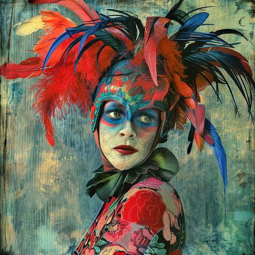 Frau mit Federkopfschmuck