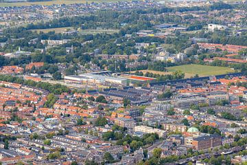 Ein Blick über Leeuwarden und das Cambuur-Stadion