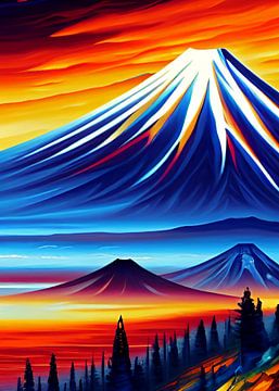 Fuji berg pop art van Sahruddin Said