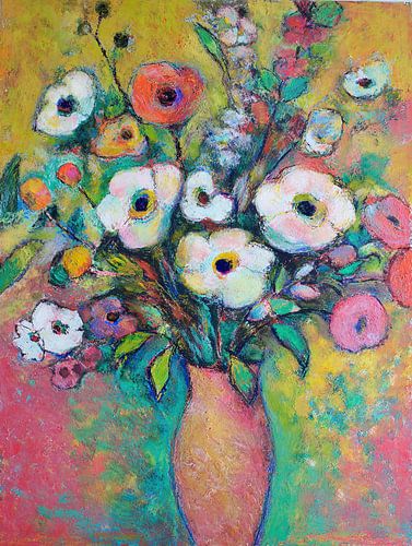 Bright Floral Expression in Colorful Vases