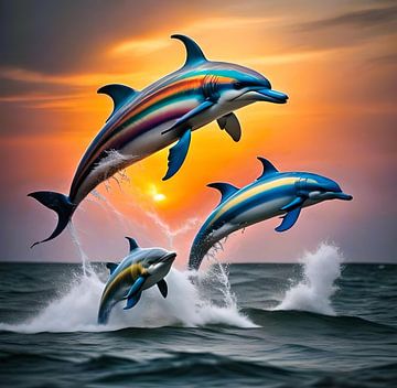 Rainbow dolphins by Gert-Jan Siesling