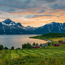 Uitzicht op het eiland Lyngen Noorwegen van Ron van der Stappen