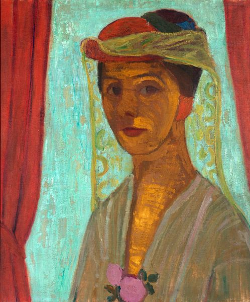 Paula Modersohn Becker.Self-portrait with veil by 1000 Schilderijen