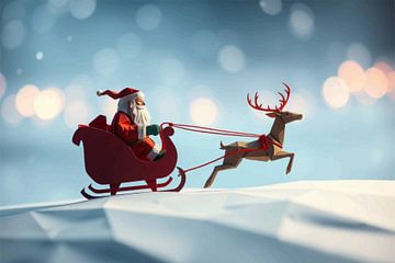 Santa Claus Enchanted Snow Sleigh by R Pevitanada