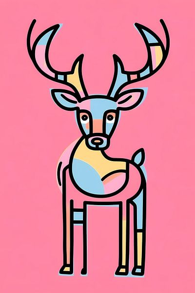 Colourful abstract deer design by Imperial Art House