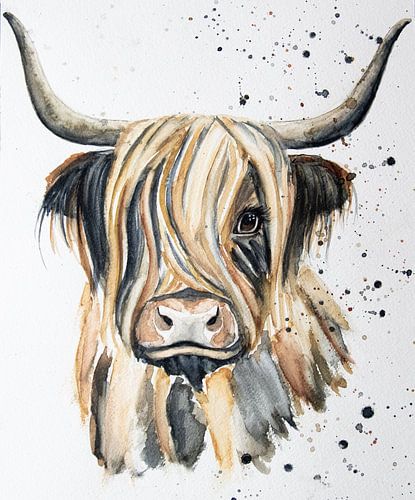 Aquarell eines schottischen Highlander in natürlichen Farbtönen