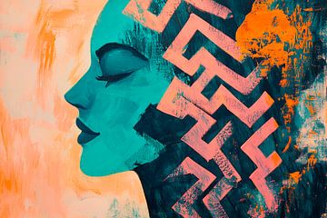 Facial information in coloured lines by Poster Art Shop