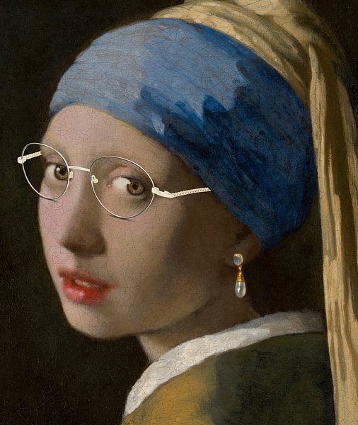Mädchen mit Perlenohrring und Goldbrille von Digital Art Studio