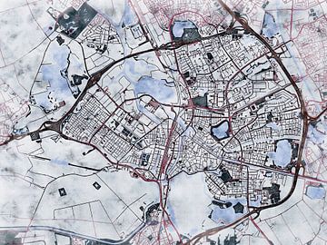 Kaart van Den Bosch in de stijl 'White Winter' van Maporia