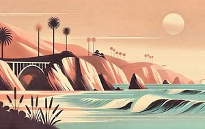 Vintage Kalifornien, Küstenlinie Poster