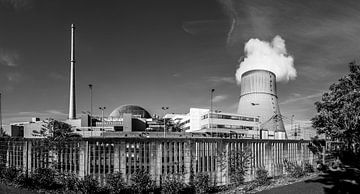 Kerncentrale Emsland- Panorama zwart-wit