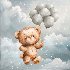 Ours volant avec ballons sur Poster Art Shop