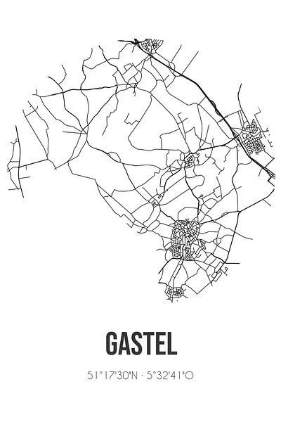 Gastel (Noord-Brabant) | Map | Black and White by Prints of Place