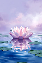 Lotus sacré sur une eau sereine | Décoration murale zen à l'aquarelle | Décoration de spa avec nénuphar rose sur DNArt Gallery's
