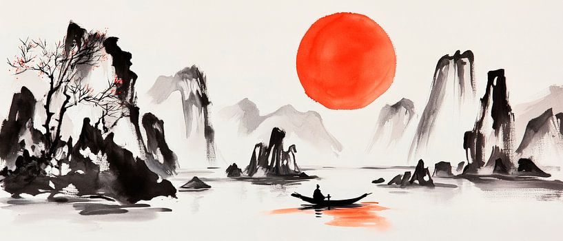 Paysage calme au coucher du soleil par Poster Art Shop