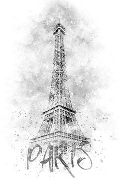 Monochrome Art EIFFEL TOWER | watercolor by Melanie Viola