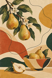 Vintage kweepeer-tak – retro botanische kunst