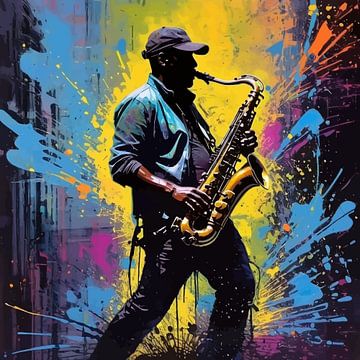 Abstrakte Saxophonmusik - Ausdrucksstarke Silhouettenkunst