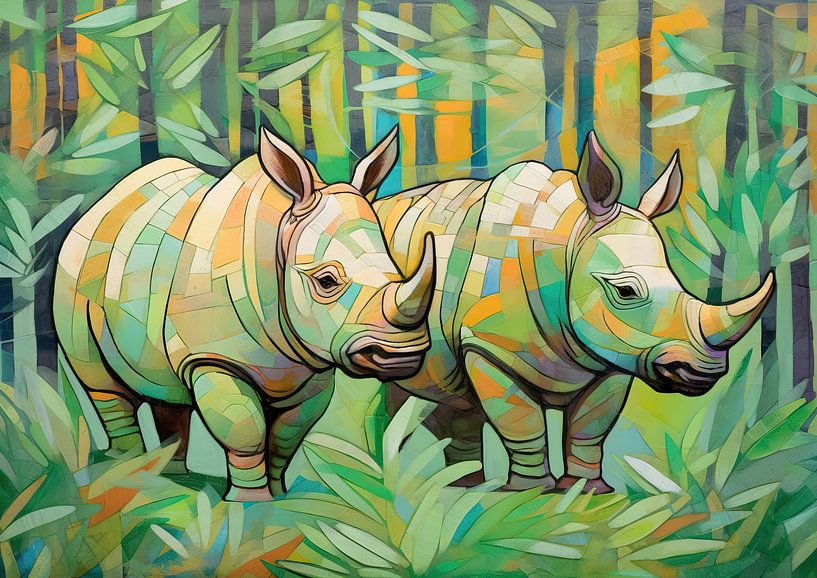 Painting Colourful Rhinos | HornsUp by ARTEO Paintings