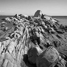 Rocky coastline on the Mediterranean Sea - done in black and white by Tony Buijse