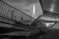 De architectonische Erasmusbrug in Rotterdam in zwart/wit van MS Fotografie | Marc van der Stelt thumbnail