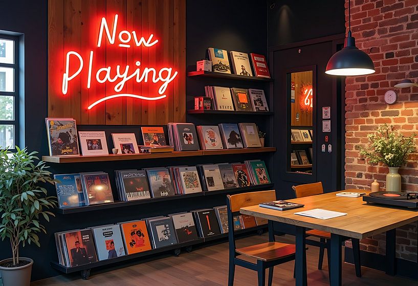 Now Playing Vinyl Music Room Collection by Whoaa Cat