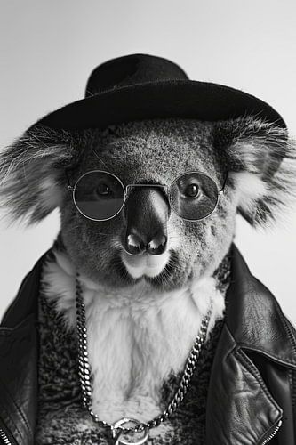Stijlvolle koala met zonnebril en jasje
