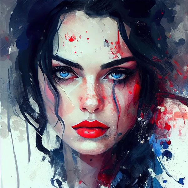 Aquarel Modern Sneeuwwitje van Chromatic Fusion Studio