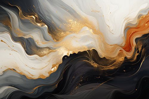 Golden Visions Abstract Elegant Dance by Digitale Schilderijen