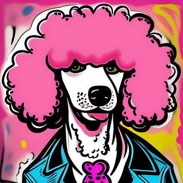 Roze Poedel Club 8 - grappige illustratie hond van The Art Kroep