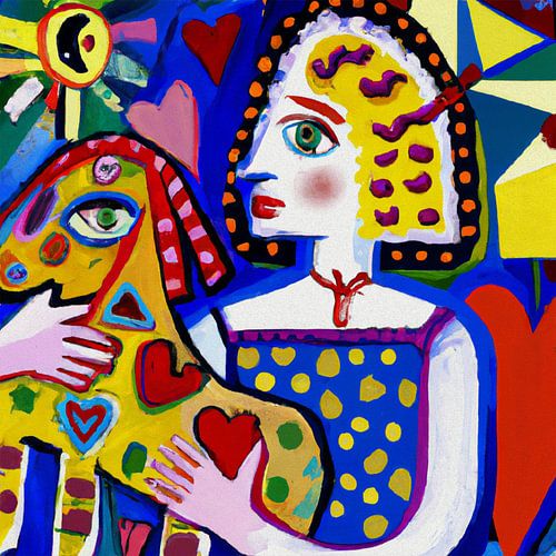 Mädchen mit ihrem Lieblingsspielzeug - überschwängliches Porträt