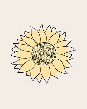 Sunflower in lines on beige background by Studio Miloa