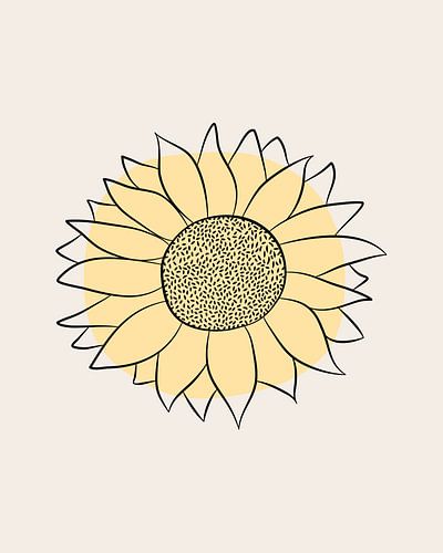 Sonnenblume in Linien auf beigem Hintergrund