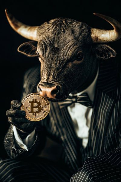 Bull market with Bitcoin motif by Poster Art Shop