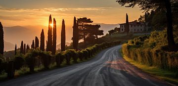 Zonsopgang in Toscane van fernlichtsicht