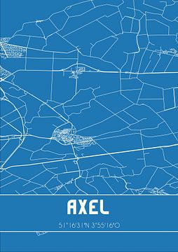 Blauwdruk | Landkaart | Axel (Zeeland) van MijnStadsPoster