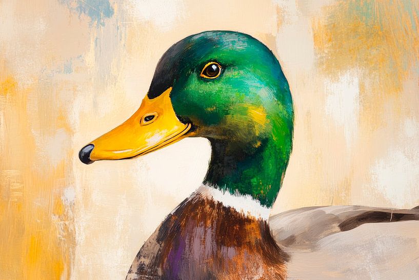 Kleurrijke eend in een zacht lichtspel van Poster Art Shop
