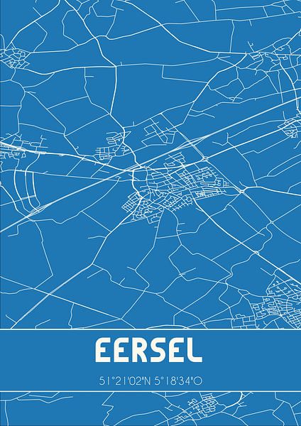 Blaupause | Karte | Eersel (Nordbrabant) von Ortsdrucke