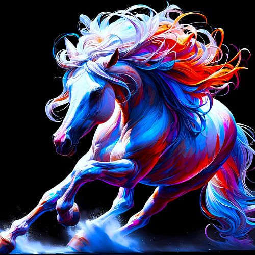 Levendig galopperend paard in kleuren