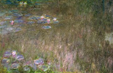 Claude Monet,Waterlelies reflecties van bomen, Detail van de lin