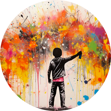 Graffiti, schilderij, kind van BowiScapes abstract en digitale kunst