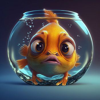 Funny goldfish in bowl