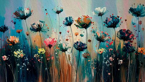 Modern Abstract.  Kleurrijke Zomerse Bloemenborder