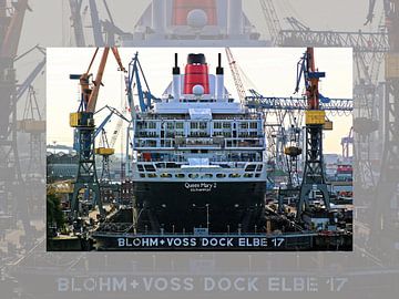 Queen Mary 2 in droogdok in de haven van Hamburg van Franz Walter